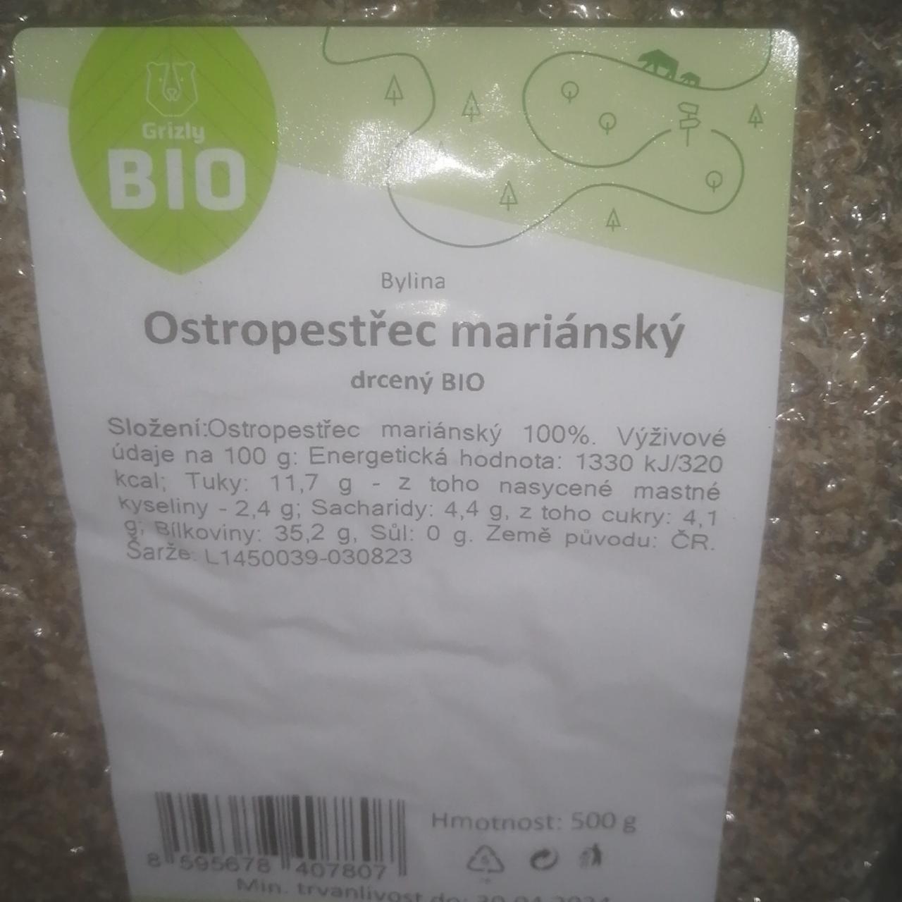 Fotografie - Ostropestřec mariánský BIO Grizly