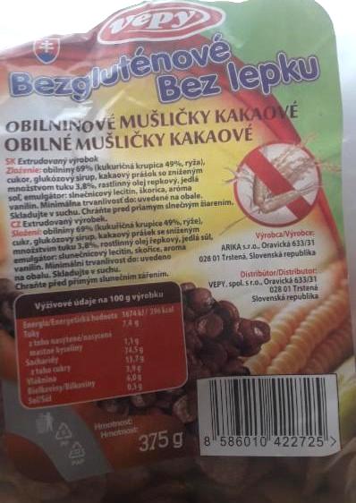 Fotografie - Obilné mušličky kakaové bez lepku Vepy