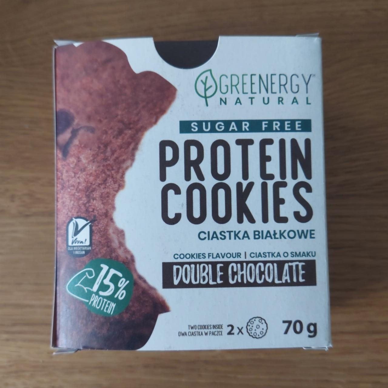 Fotografie - Protein cookie double chocolate sugar free Greenergy