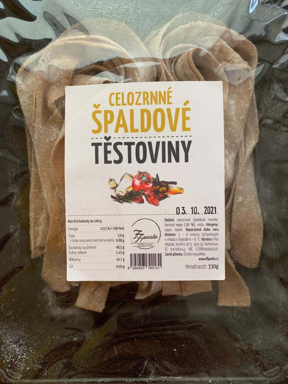 Fotografie - Celozrnné špaldové těstoviny FF pasta