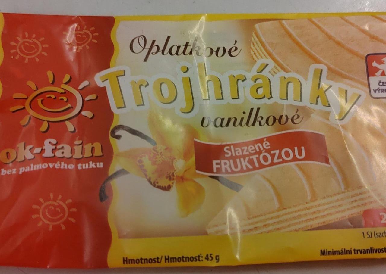 Fotografie - Ok-fain Oplatkové Trojhránky vanilkové slazené fruktózou