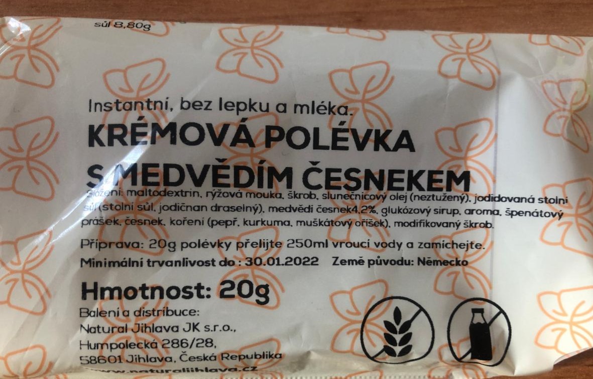 Fotografie - Krémová polévka s medvědím česnekem Natural Jihlava