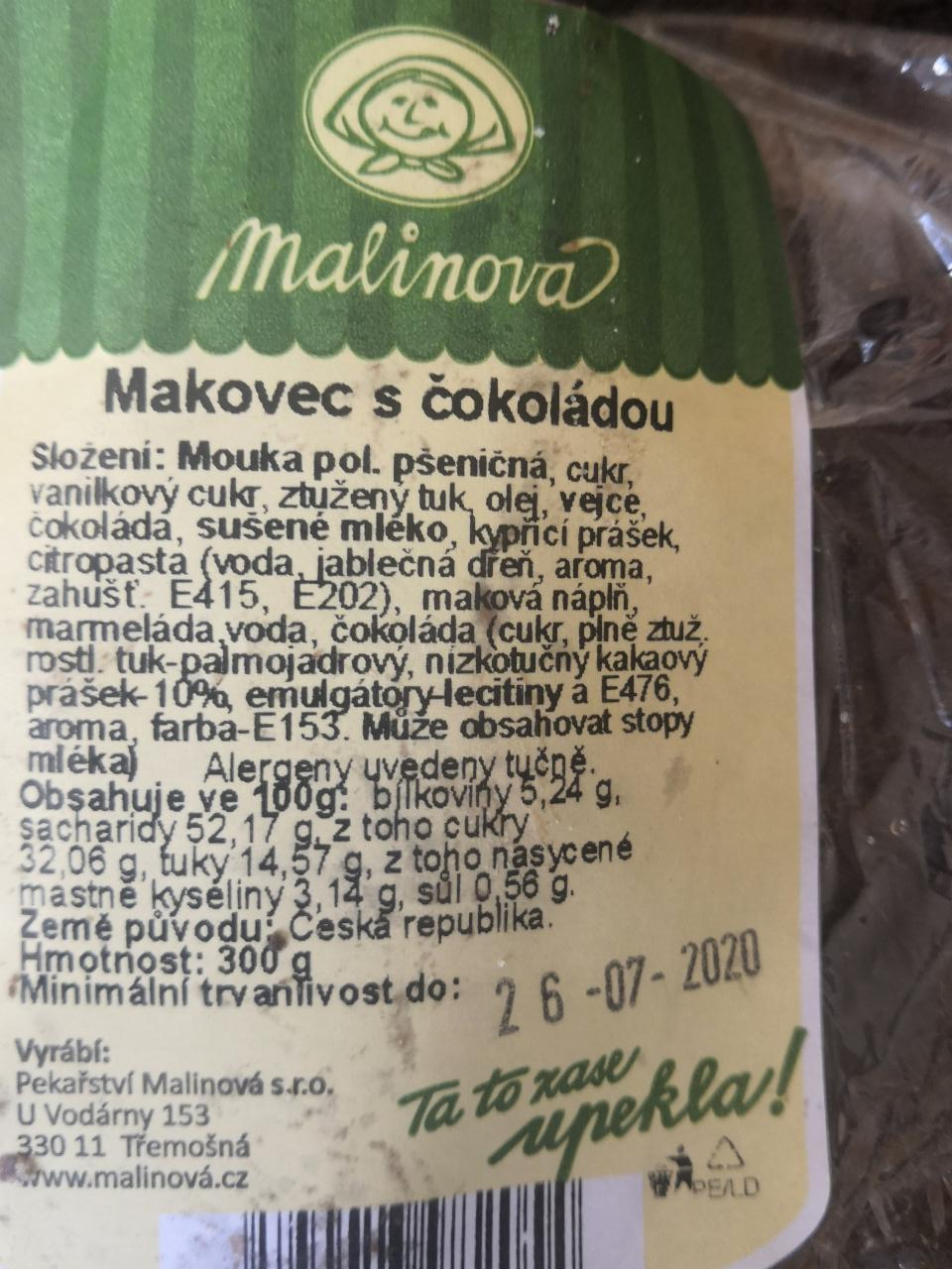 Fotografie - Makovec s čokoládou Malinová