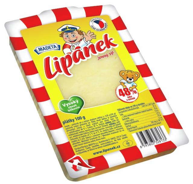 Fotografie - Lipánek jemný sýr 48% plátky (gouda) Madeta