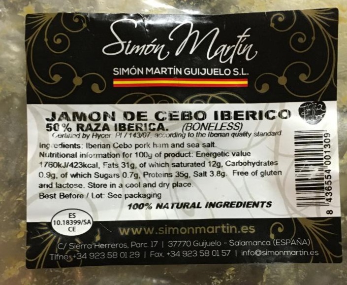 Fotografie - Jamón de ibérico cebo Simón Martín