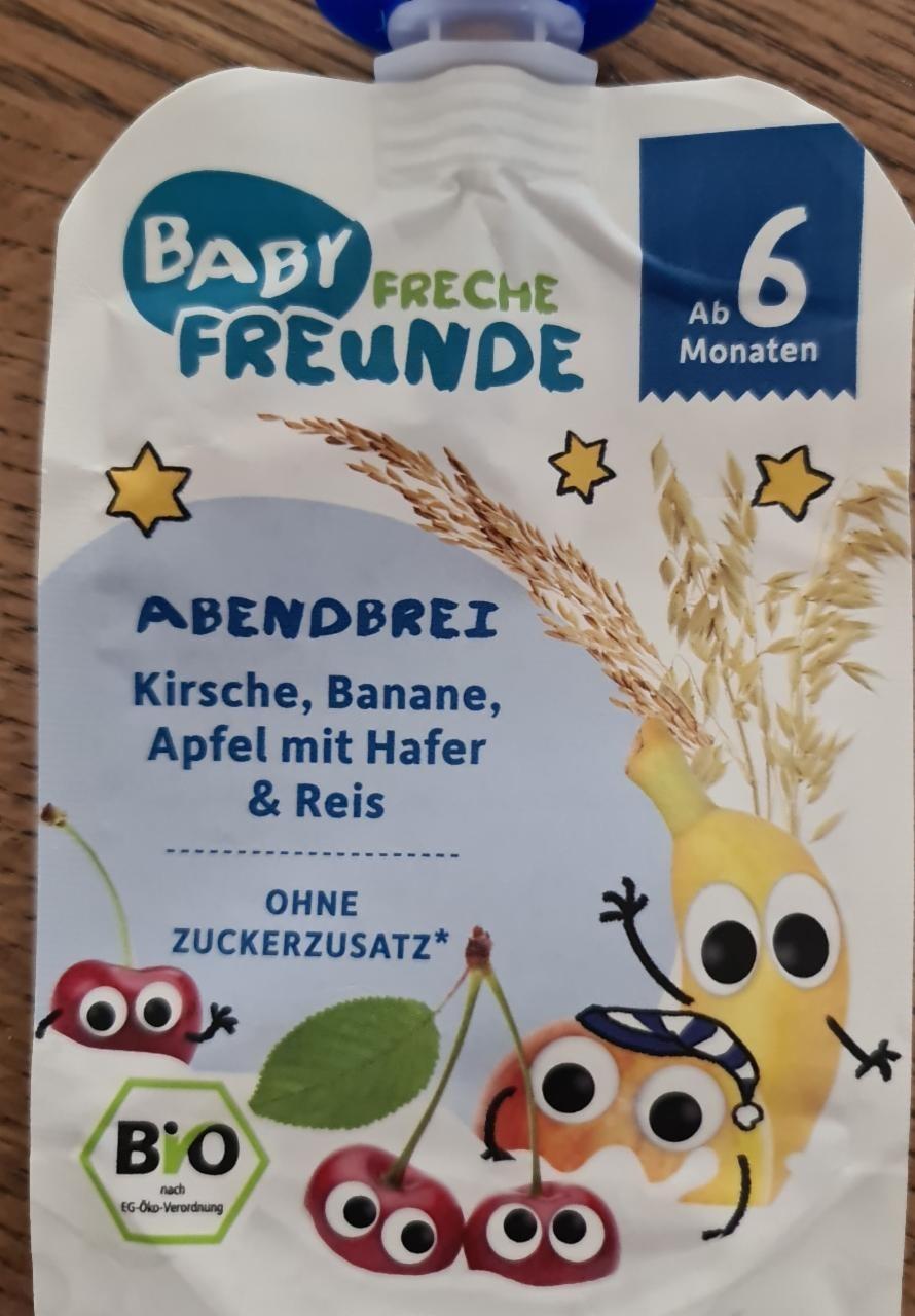 Fotografie - Baby Abendbrei Kirsche, Banane, Apfel mit Hafer & Reis Freche Freunde