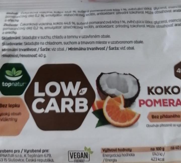 Fotografie - Low carb tyčinka kokos pomeranč Topnatur