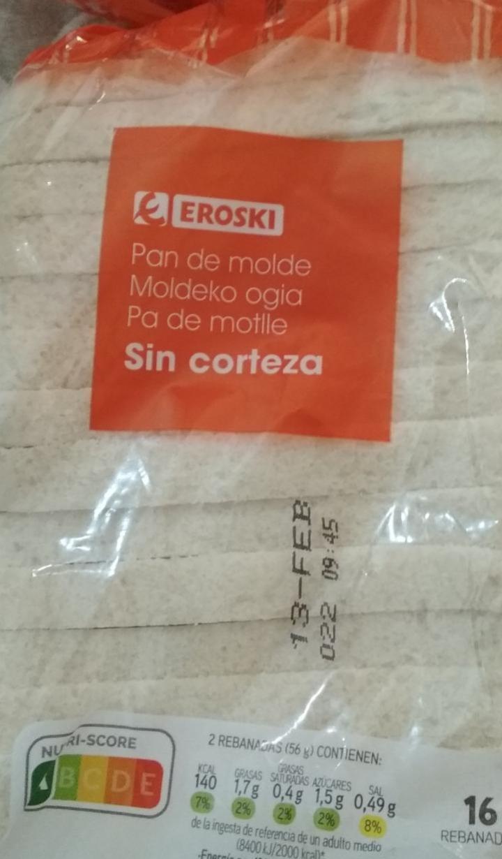 Fotografie - Pan de molde Sin corteza Eroski