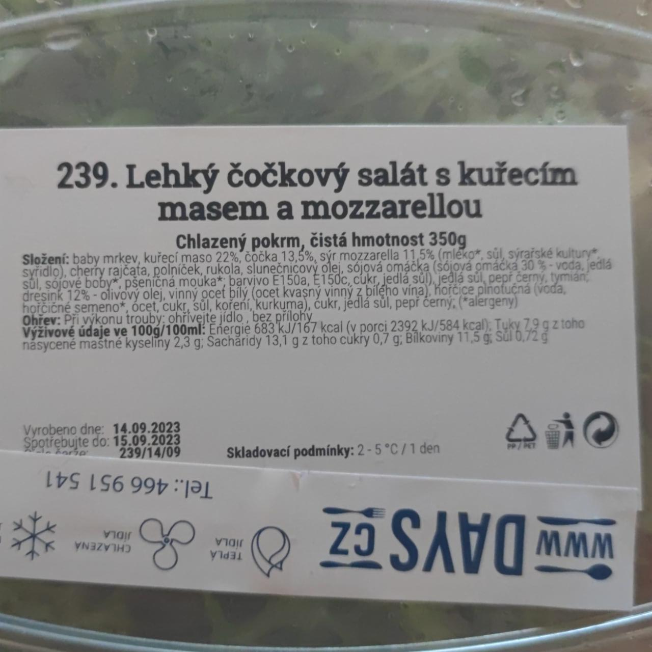 Fotografie - Lehký čočkový salát s kuřecim masem a mozzarelou Days menu