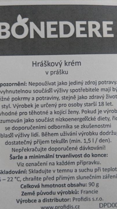 Fotografie - hráškový krém v prášku Bonedere