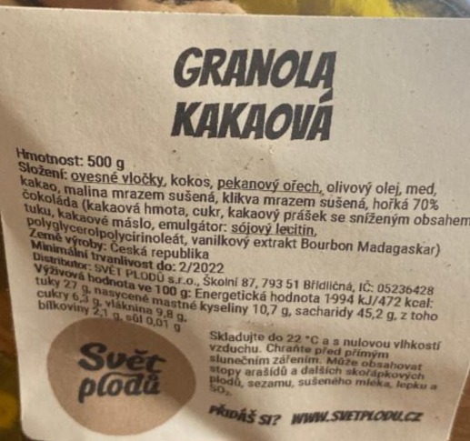 Fotografie - Granola kakaová Svět plodů