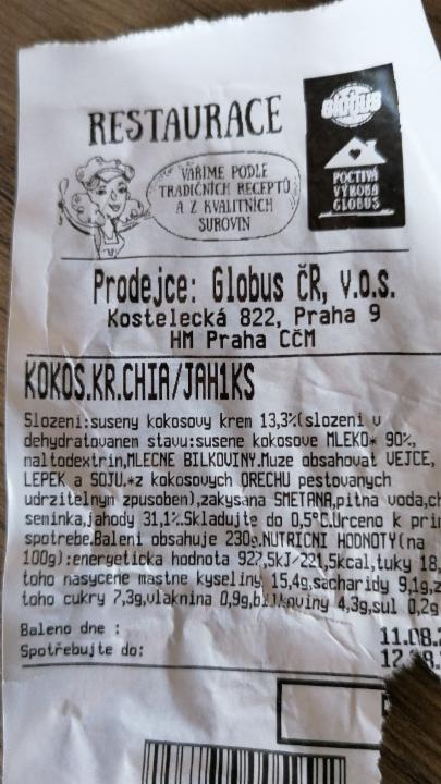 Fotografie - Chia pudink s kokosem Poctivá výroba Globus