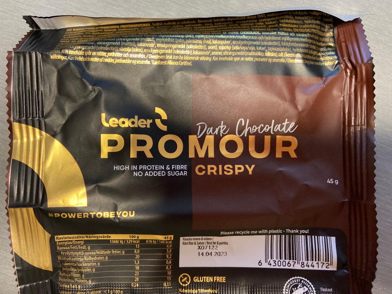 Fotografie - Leader Promour Dark chocolate protein bar