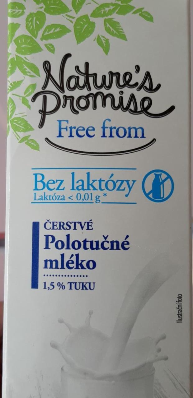 Fotografie - Free from Bez Laktózy čerstvé polotučné mléko 1,5% Natures Promise