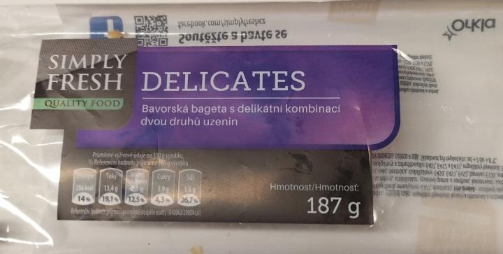 Fotografie - Delicates bavorská bageta s delikátní kombinací dvou druhů uzenin Simply Fresh