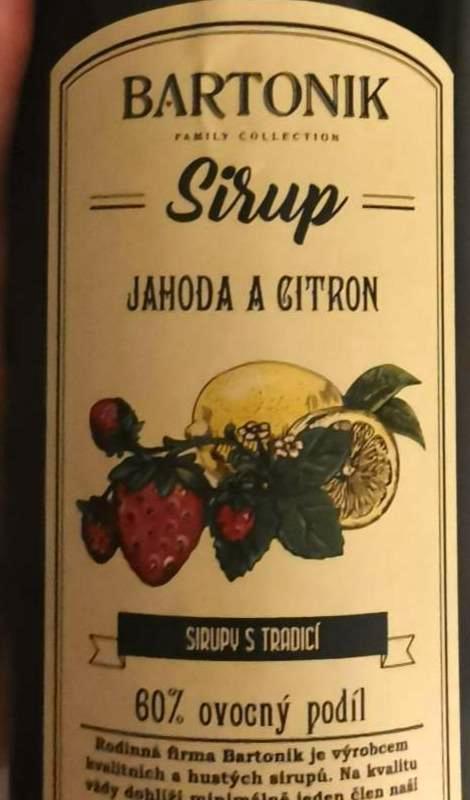 Fotografie - Sirup jahoda a citron Bartonik