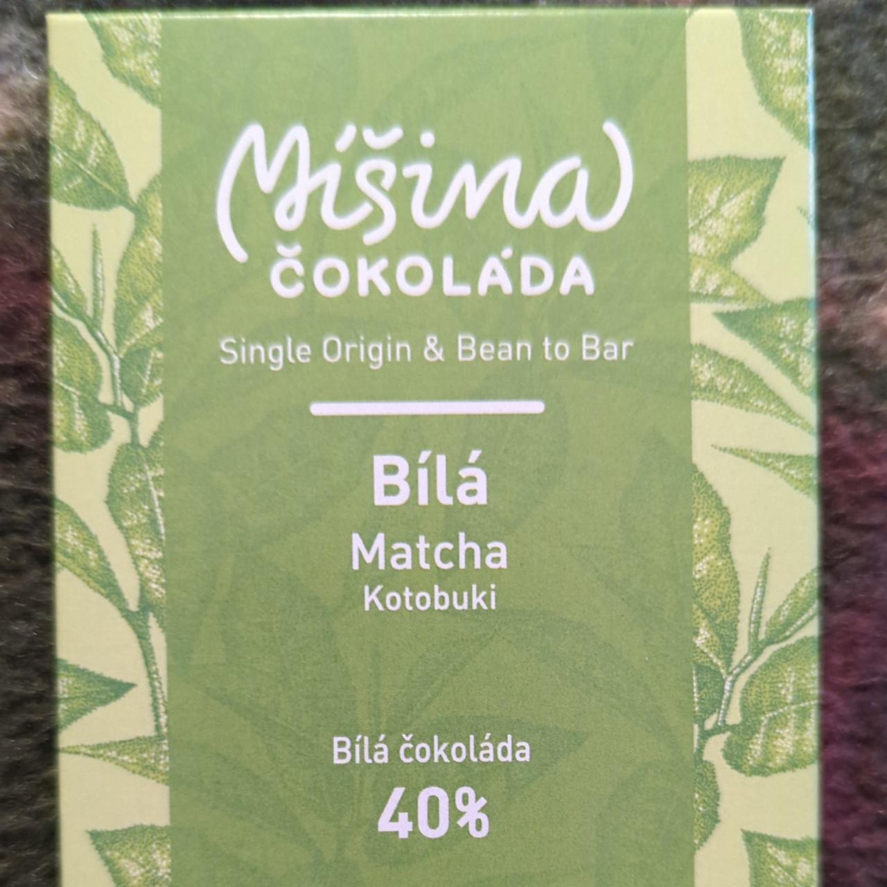 Fotografie - Bílá Matcha Kotobuki Bílá čokoláda 40% Míšina čokoláda