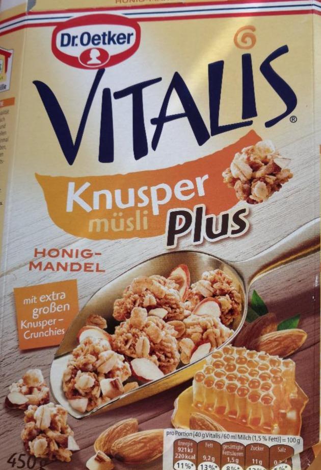 Fotografie - Vitalis KnusperPlus Müsli Honig-Mandel Dr.Oetker