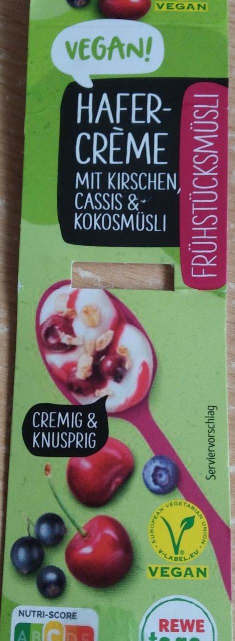 Fotografie - Frühstücksmüsli Hafer-Créme mit Kirschen Cassis & Kokosmüsli Rewe to go