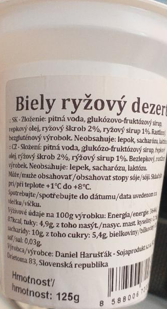 Fotografie - Biely ryžový dezert Sojaprodukt