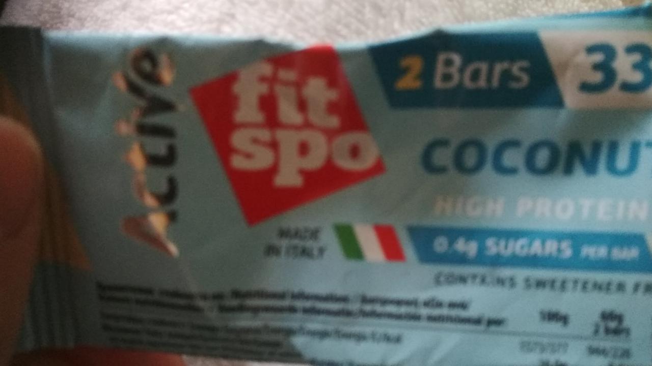 Fotografie - Fit spo Coconut high protein bar