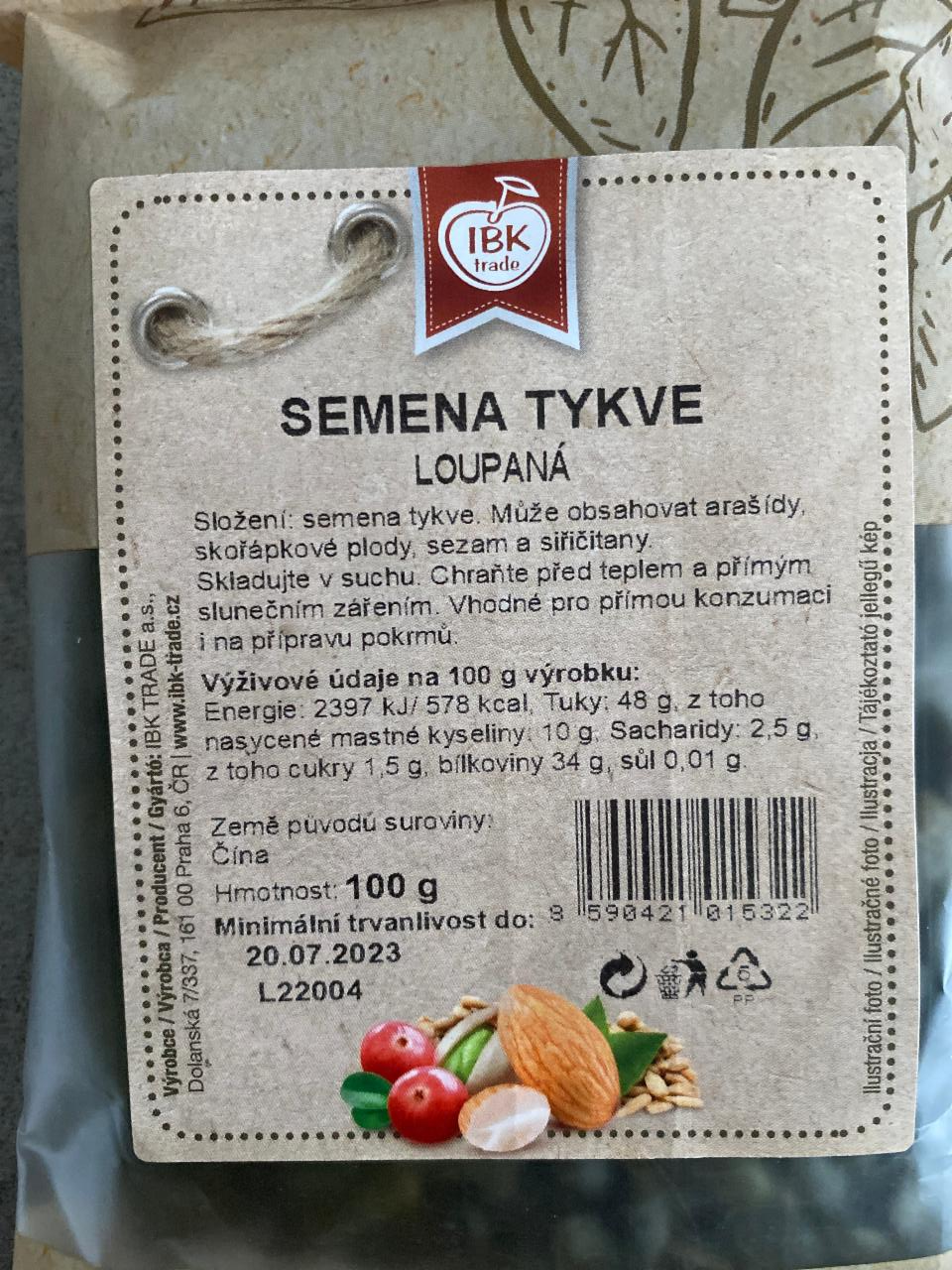 Fotografie - Semena tykve loupaná IBK trade