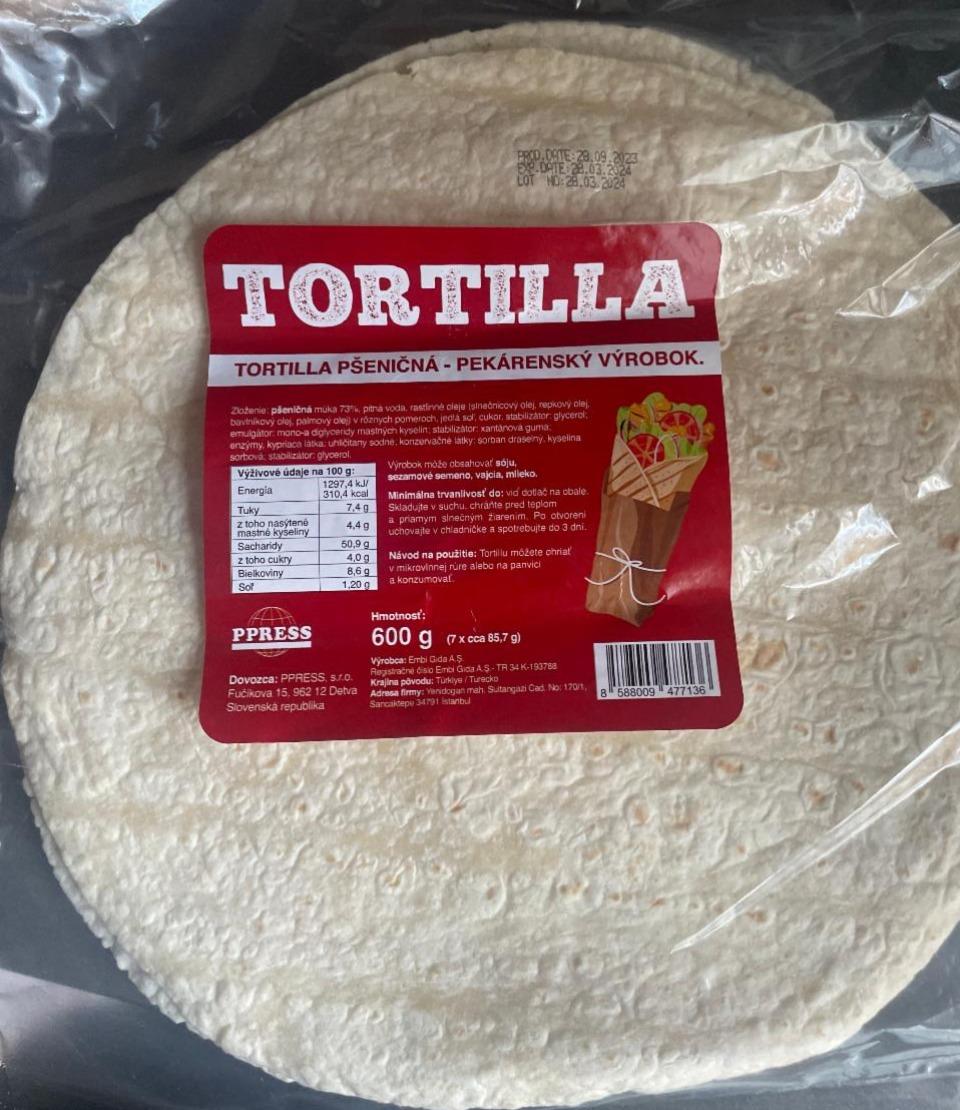 Fotografie - Tortilla pšeničná - pekárenský výrobok PPRESS