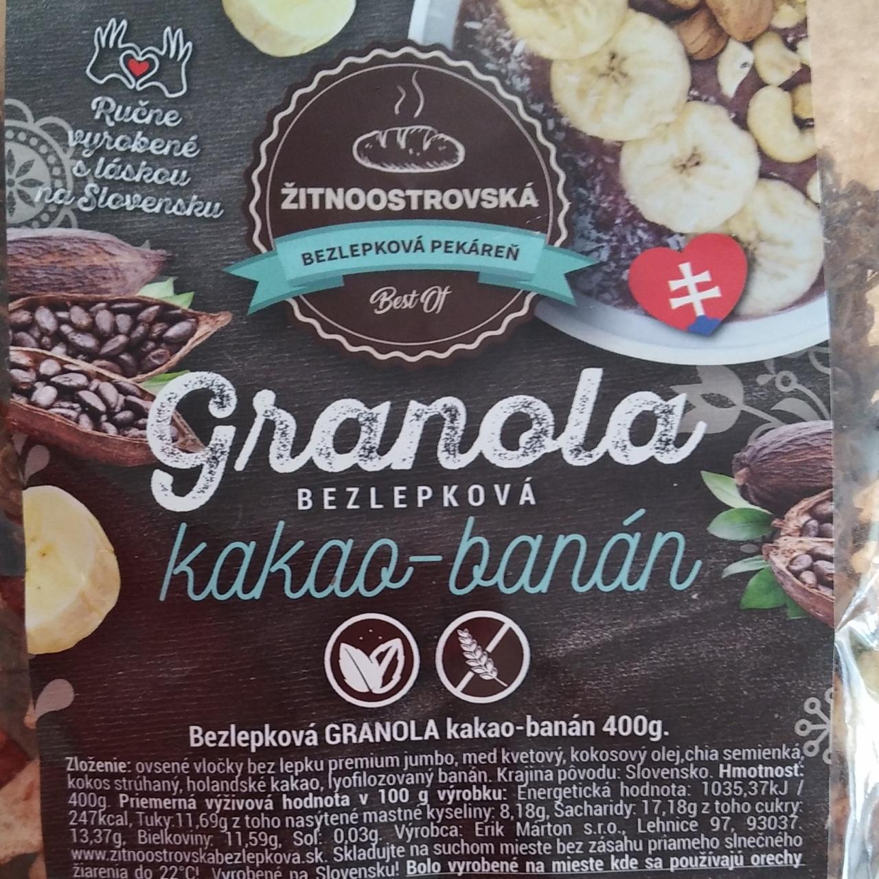 Fotografie - Granola bezlepková kakao-banán Žitnoostrovská bezlepková pekáreň