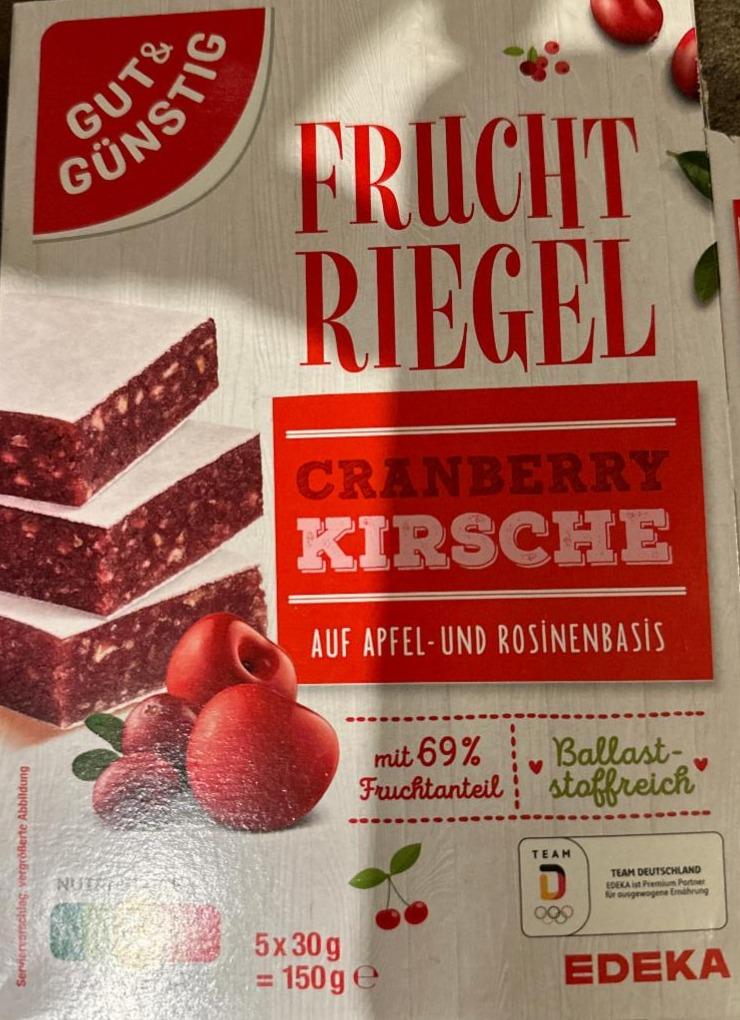 Fotografie - Frucht riegel cranberry kirsche auf apfel-und rosinenbasis Edeka