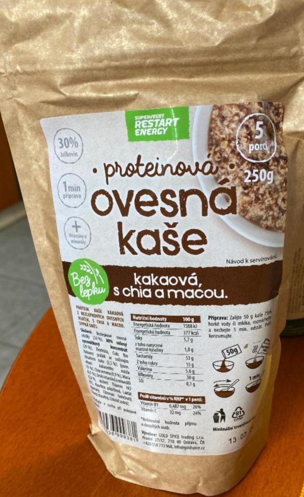 Fotografie - Proteinová ovesná kaše kakaová s chia a macou Restart Energy