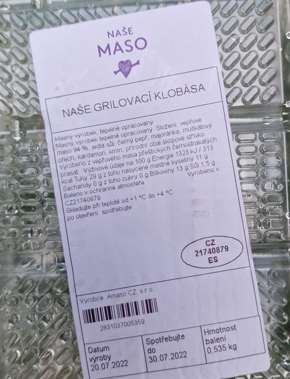 Fotografie - Grilovací klobása Naše maso