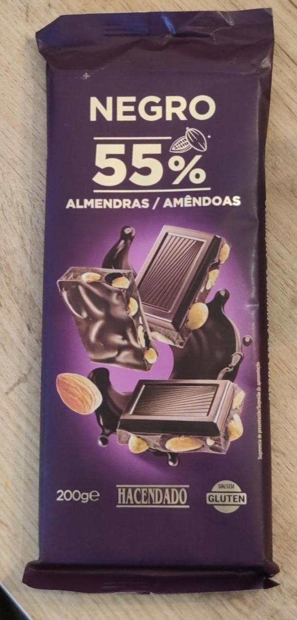 Fotografie - Chocolate Negro 55% Almendras Hacendado