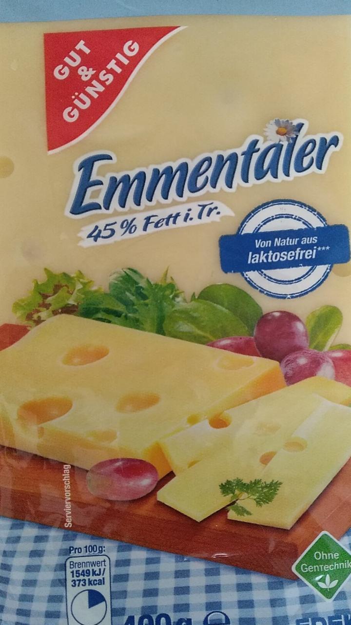 Fotografie - Emmentaler 45% Fett i. Tr. Gut & Günstig