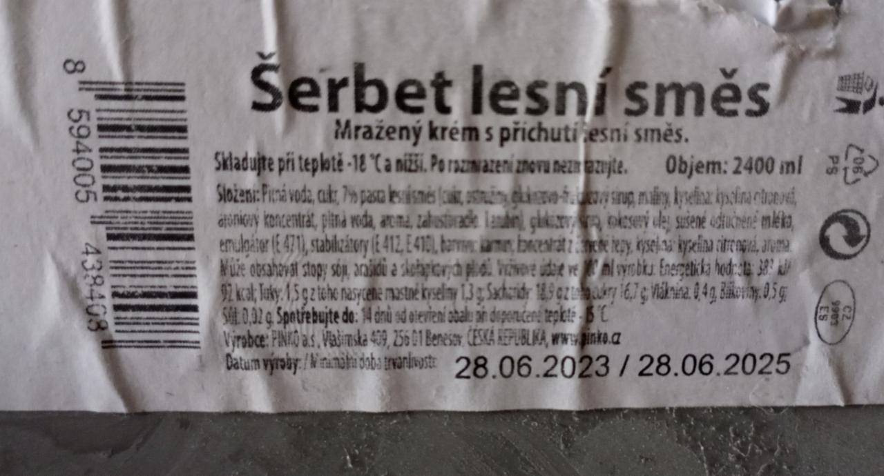 Fotografie - Šerbet lesní směs Pinko