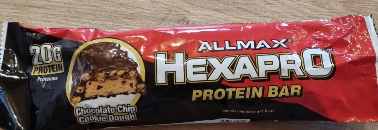 Fotografie - Hexapro protein bar chocolate chip cookie dough Allmax