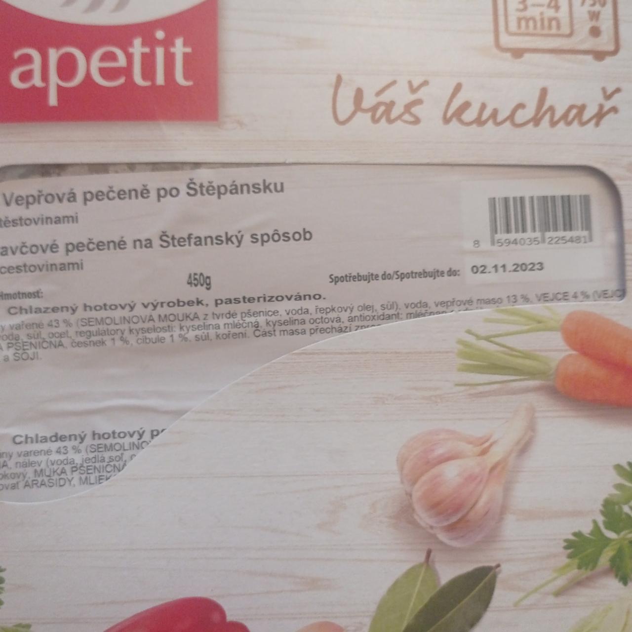 Fotografie - Vepřová pečeně po Štěpánsku s těstovinami Apetit