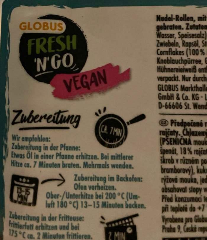 Fotografie - Vegan Nudel-Rollen Globus FRESH 'N' GO