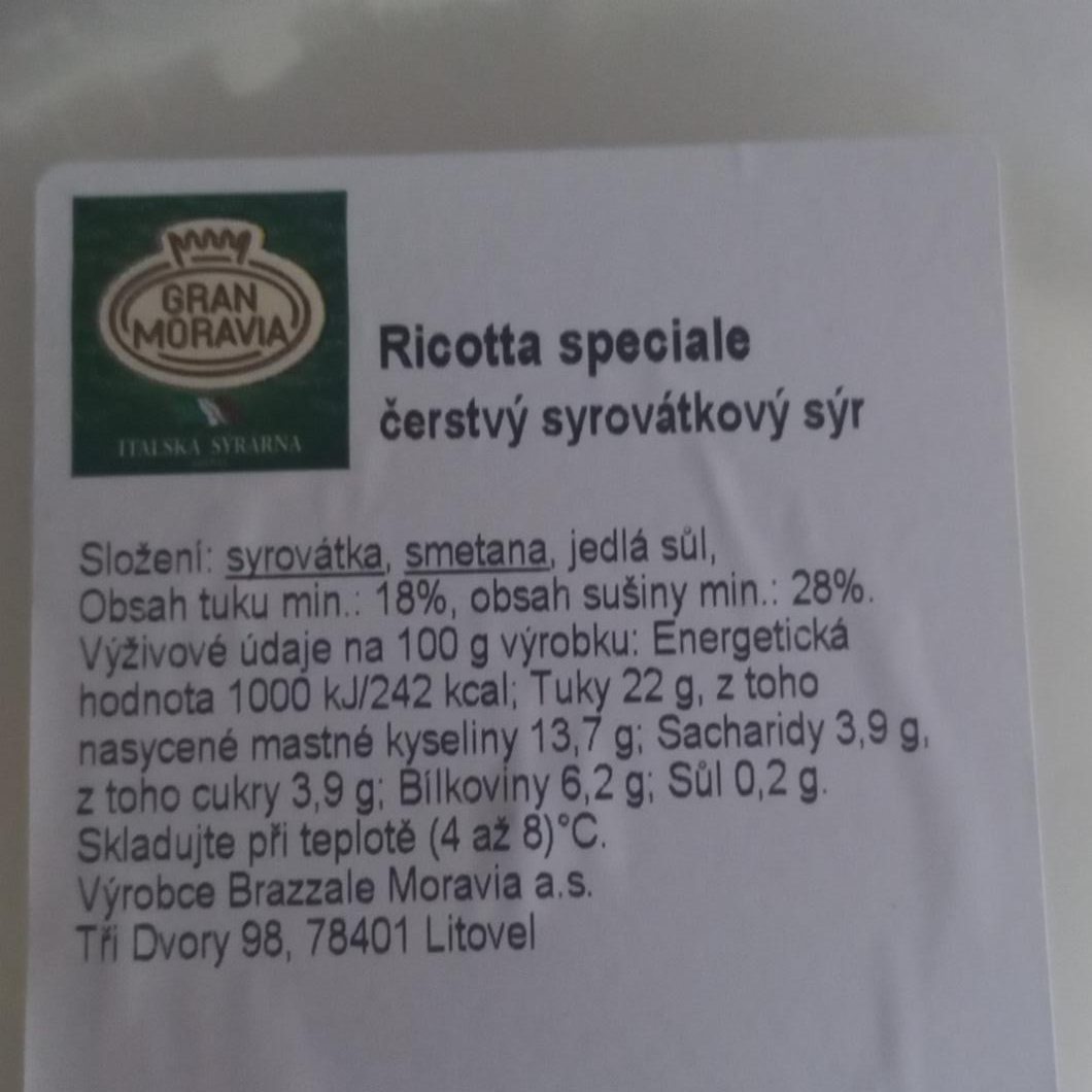 Fotografie - Ricotta speciale Gran Moravia