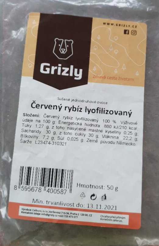 Fotografie - Červený rybíz lyofilizovaný Grizly