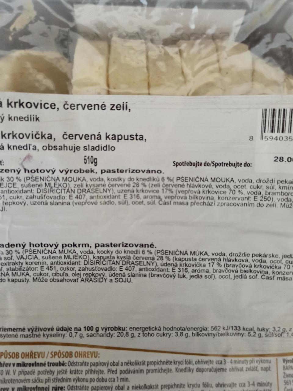 Fotografie - Uzená krkovice, červené zelí, houskový knedlík Apetit