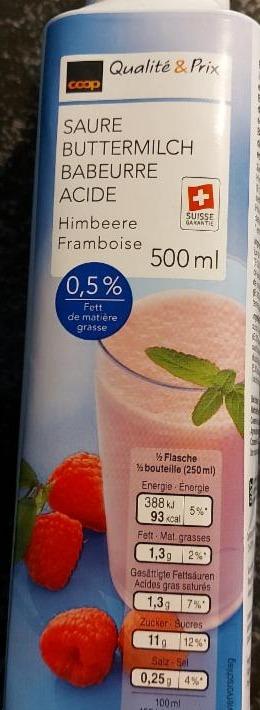 Fotografie - Saure Buttermilch Himbeere 0,5% Fett Coop Qualite & Prix