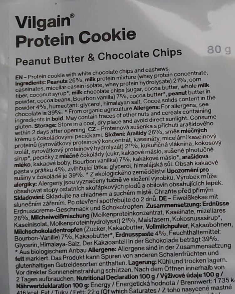 Fotografie - Protein Cookie Peanut butter & chocolate chips Vilgain