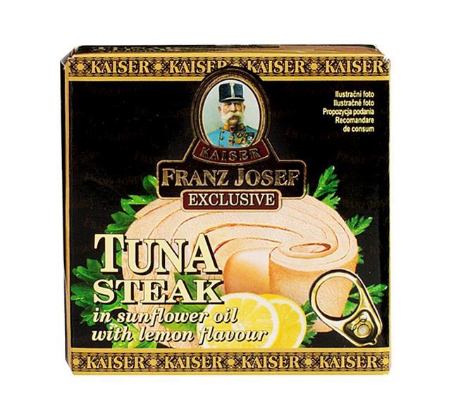 Fotografie - Tuna steak in sunflower oil with lemon flavour (tuňák steak ve slunečnicovém oleji s citronem) Kaiser Franz Josef