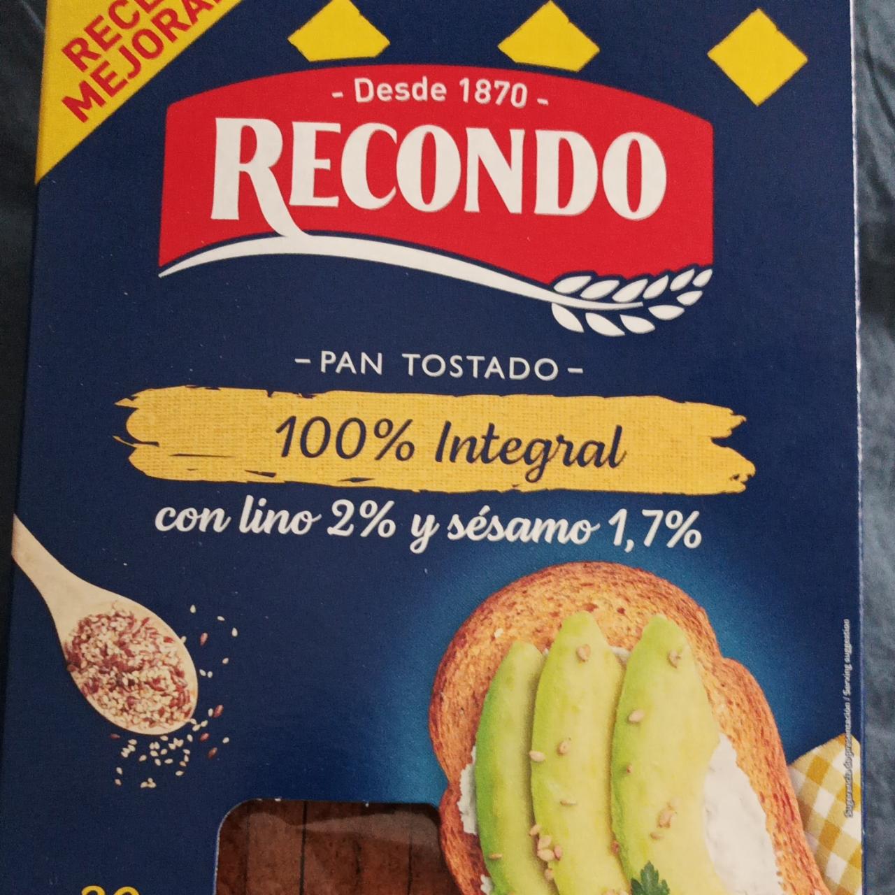 Fotografie - Pan Tostado 100% integral con lino 2% y sésamo 1,7% Recondo