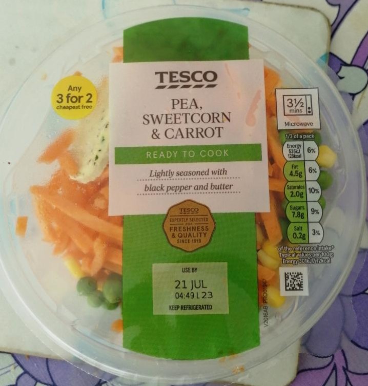 Fotografie - Carrots, Sweetcorn & Peas Tesco