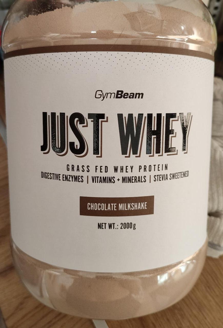 Fotografie - Just whey grass fed whey protein chocolate milkshake GymBeam