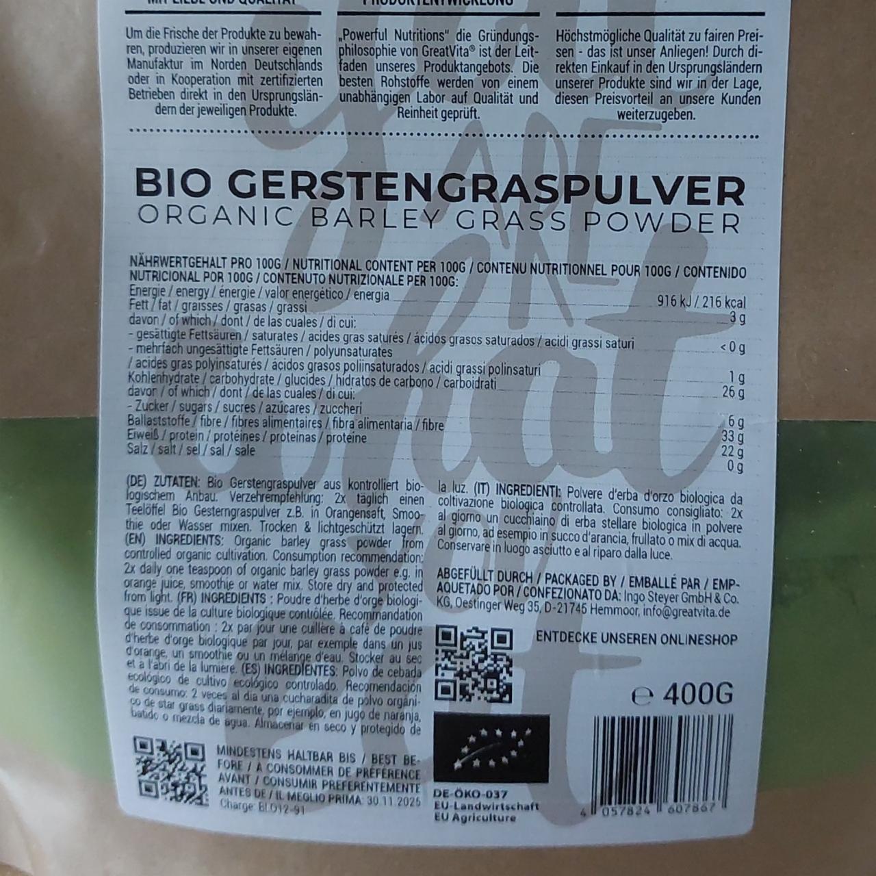 Fotografie - Bio Gerstengraspulver