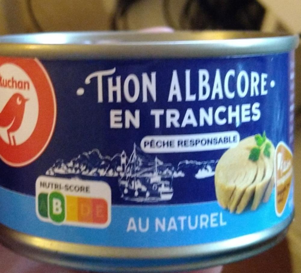 Fotografie - Thon Albacore en tranches au naturel Auchan