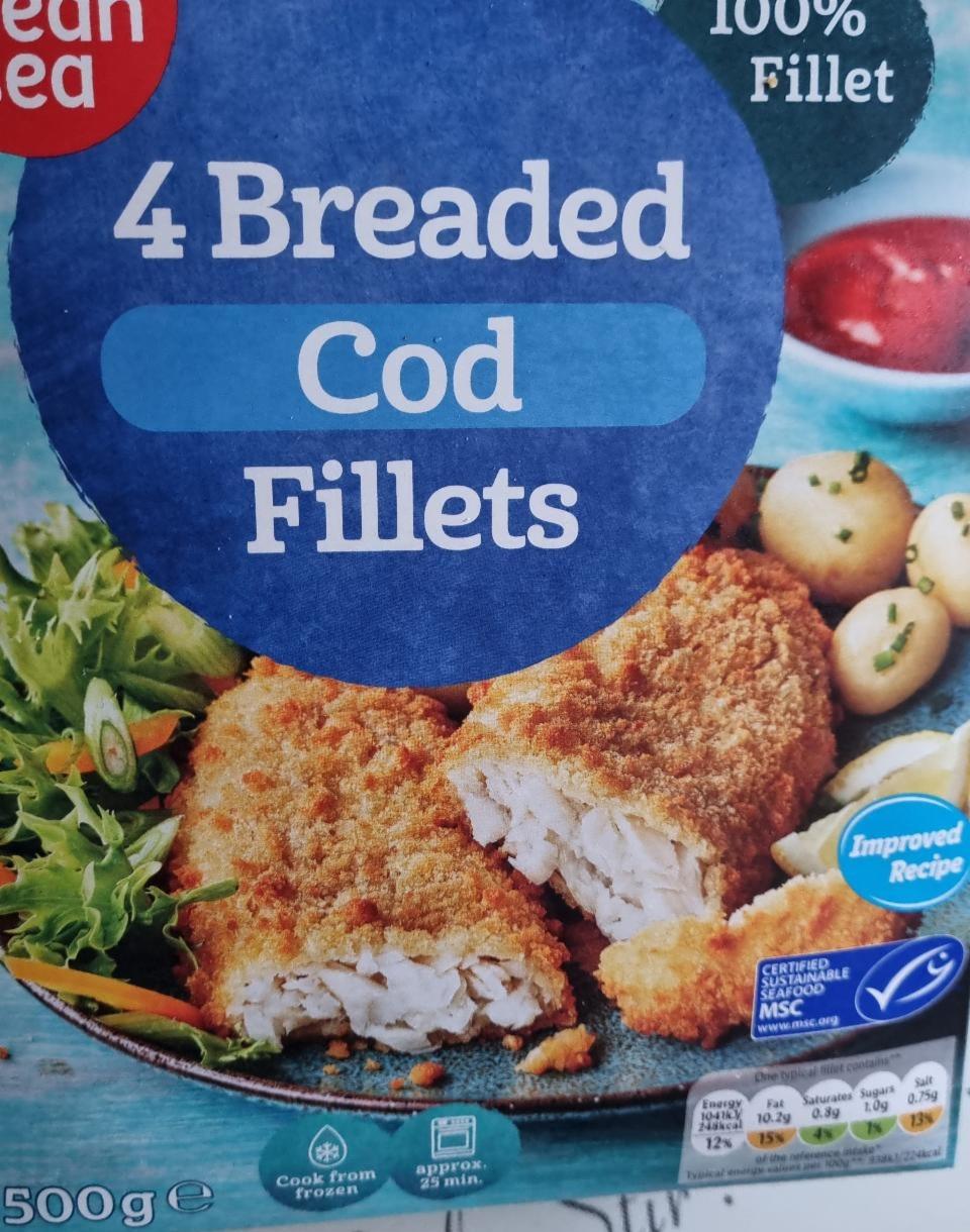 Fotografie - 4 Breaded Cod fillets Ocean Sea