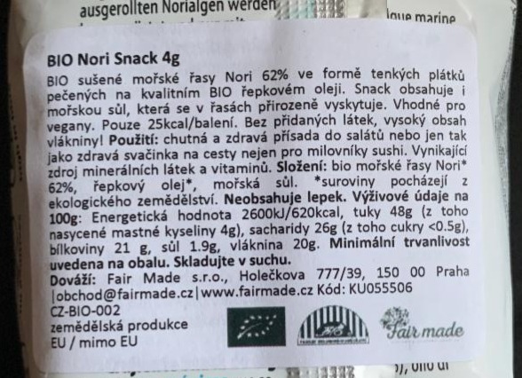 Fotografie - Bio Nori Snack Sea Salt Kulau